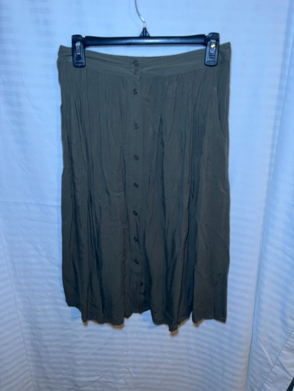 Olive Green Button Front Midi Skirt Size Small
